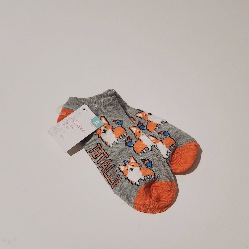 Womens‎ Corgi Dog Totally corgeous Low-Cut Socks Grey size 4-10 NEW